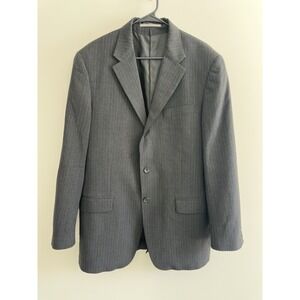 VTG 90s Hickey Freeman 42L Gray Pinstripe Wool Blazer USA Made Sport Coat 0124